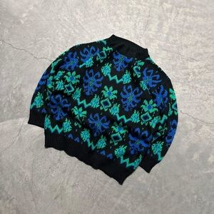Kaos Black and Green Crewneck Sweater